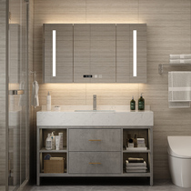 Modern simple bathroom cabinet combination Floor-to-ceiling face wash basin Toilet Wash basin set Rock board Nordic