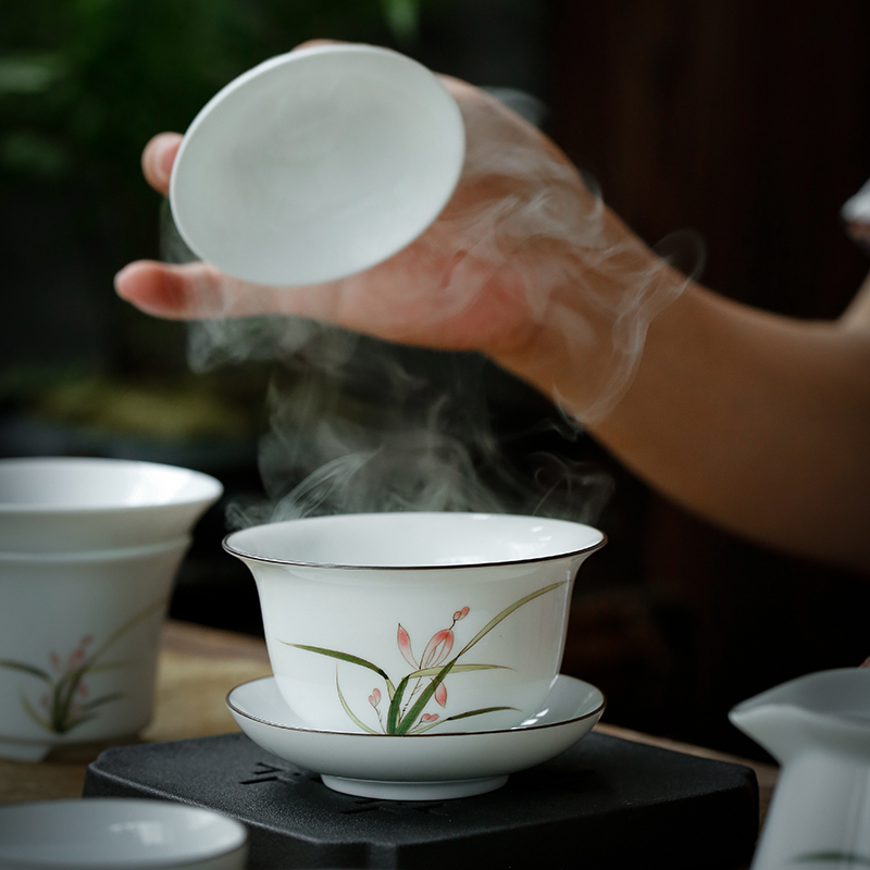 Su hand - made tureen tea cups ceramic thin body only three tureen kung fu tea cups to bowl sent two cups