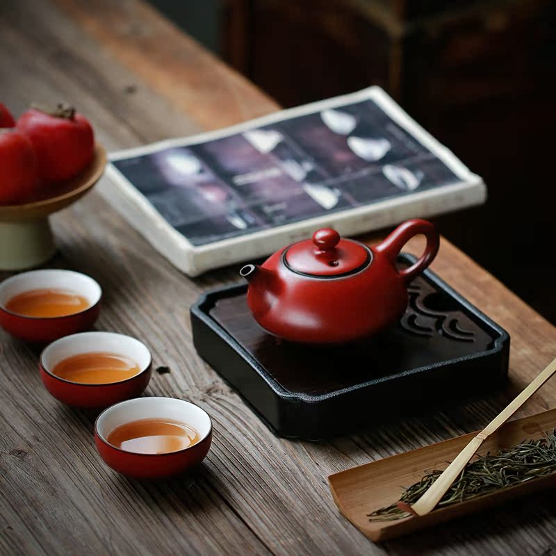 Su ceramic ceramic small tea tray was heavy bamboo water tea pot adopt saucer plate household mini dry terms plate pot