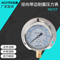 Radial rear anti-seismic pressure gauge YN75T 10bar G3 8 marine hydraulic anti-seismic pressure gauge