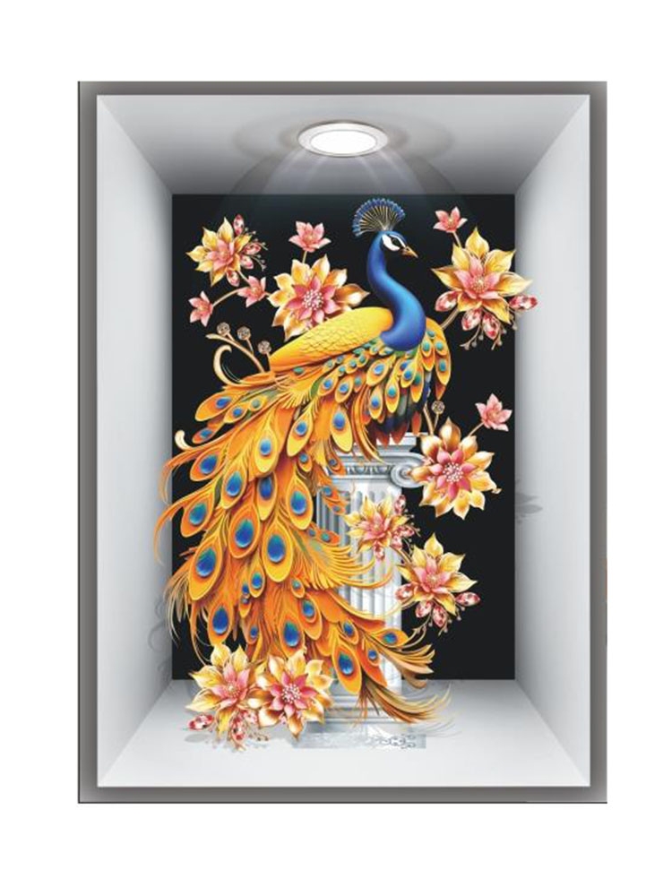 Factory Direct Sales Foreign Trade Exclusive for 3d Simulation Peacock Photo Frame Wall Stickers Send Viscose Border Strip