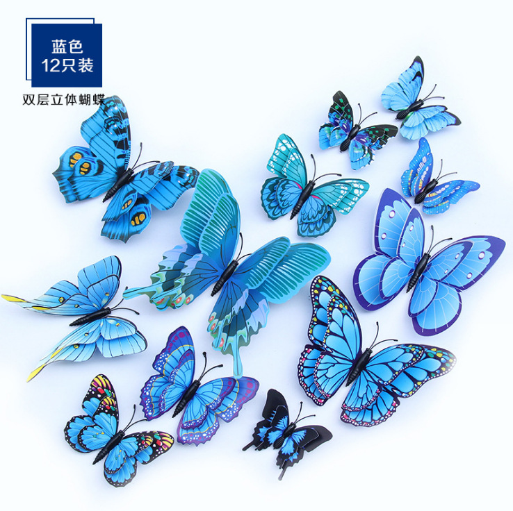 3d Butterfly Refrigerator Stickers Three-Dimensional Simulation Living Room Wall Decoration Wall Stickers Bedroom Room Stickers Kindergarten Creative