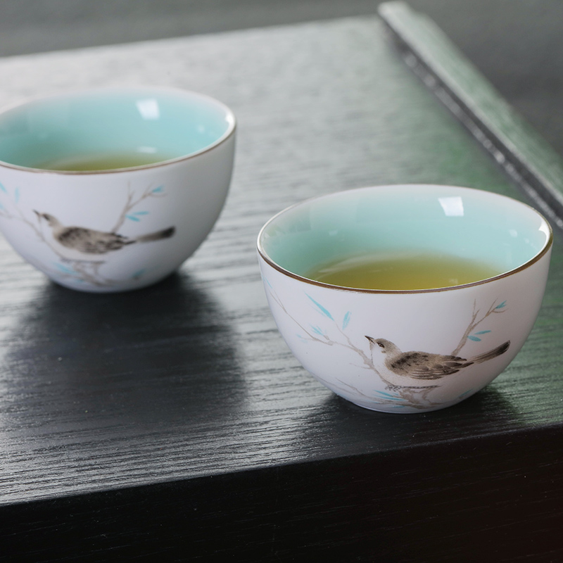 Jingdezhen ceramic sample tea cup noggin fragrance - smelling cup tea master cup koubei kung fu tea bowls individual cup
