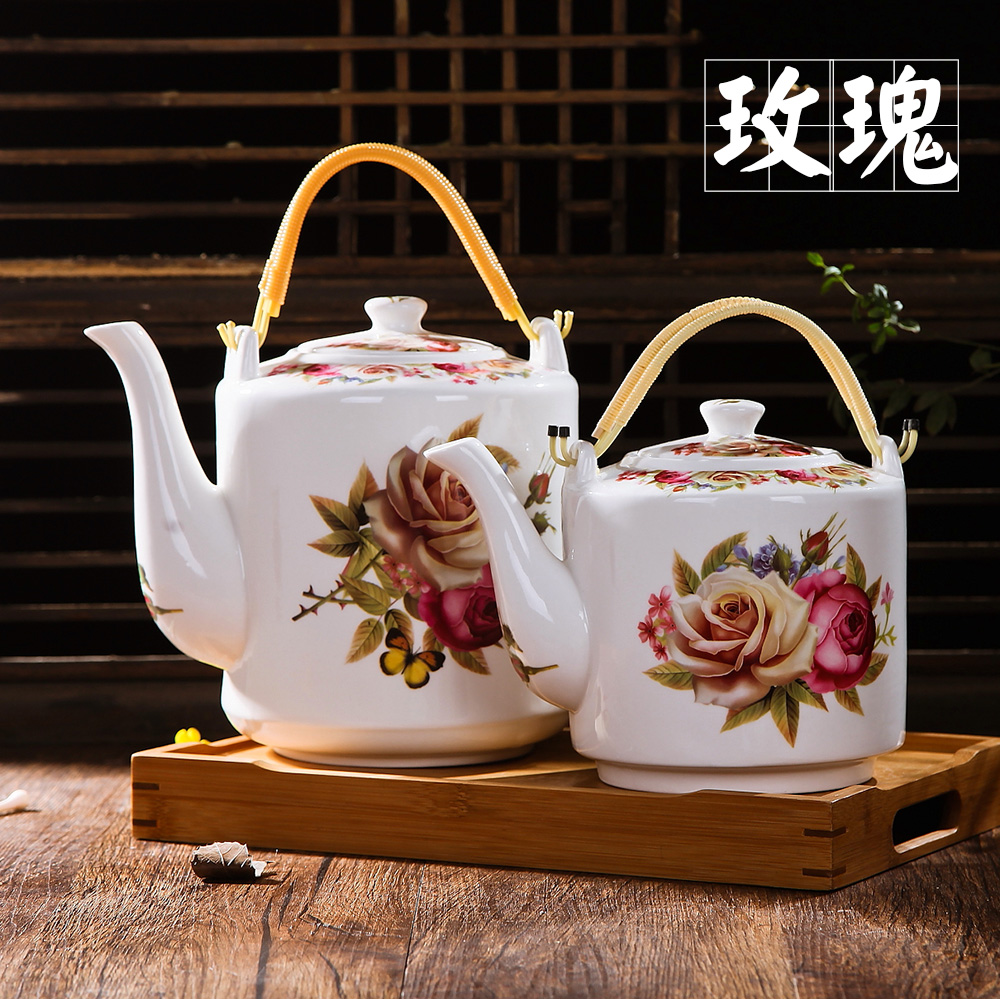 Jingdezhen ceramic teapot large - capacity cold ceramic kettle pot of cold water heat CiHu girder teapot household