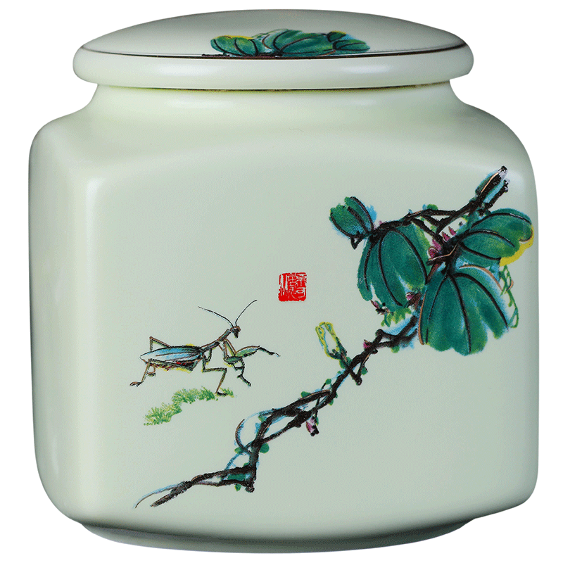 Jingdezhen ceramic tea pot store receives the jar small mini portable sealed as cans to save tea pot of tea packaging