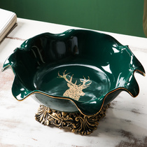 Ceramic fruit plate household living room European-style luxury high-end coffee table decoration dried fruit high-legged creative American new Chinese style