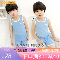 Childrens pajamas cotton thin sleeveless shorts loose breathable home clothing for children