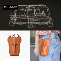 Big and small elephant shoulder shoulder bag ladies mobile phone backpack acrylic type drawing sample paper grid handmade leather diy