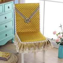 Dining table chair cover one-piece cushion Tablecloth set Non-slip thickened yellow white gray household one-piece dining chair cover cushion