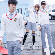 Autumn and winter college style Junior high school high school uniform male and female British primary school class uniform Knitted sweater suit Korean Middle School