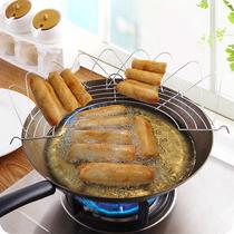 Iron frame oil spill rack fried cooking oil sieve leak frying pan fritters barbecue grill stainless steel non-slip household leaking net tripod