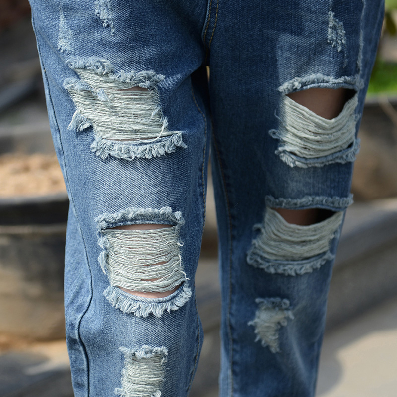 天天特价破洞牛仔裤女九分无弹夏款直筒宽松休闲韩版潮破烂乞丐裤