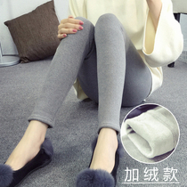 2016 autumn and winter Korean version plus velvet thick cotton plush warm leggings women slim body slim body ankle-length pants