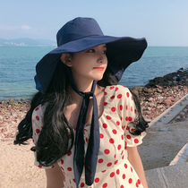 Oversized brim fisherman hat womens summer travel sun visor sunscreen Japanese literature and art wild bow hat womens summer