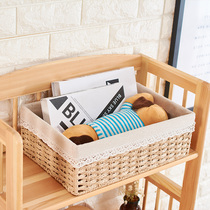 Desktop storage basket Japanese snacks toys straw storage basket drawer type key storage basket cosmetics storage box