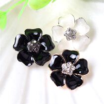 High-grade metal Lady Black and White Point Oil flower button womens woolen coat mink dress decoration button