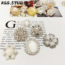 2018 New high-end diamond-studded metal button pearl buckle mens and womens coat shirt windbreaker fur mink buckle