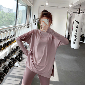 运动上衣女夏长袖弹力宽松显瘦网红健身服跑步罩衫速干T恤瑜伽服