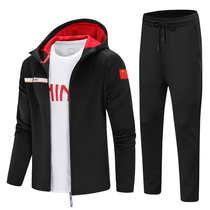The new autumn sportswear table tennis suit short-sleeved long-sleeved trousers hooded with three sets of badminton training suits