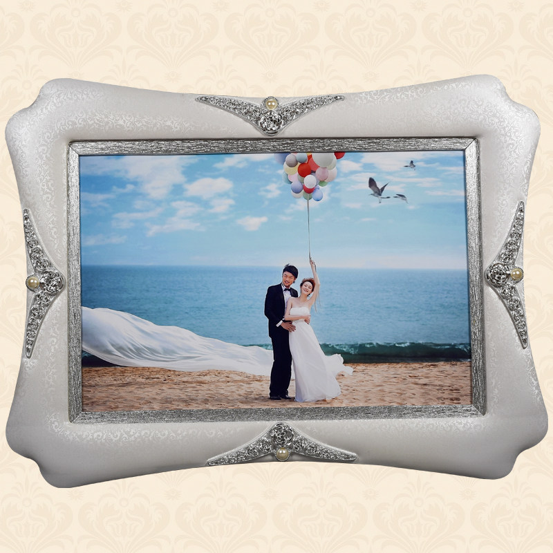 韩式36寸60寸婚纱相框挂墙实木皮艺大框结婚照相框制作洗照片放大