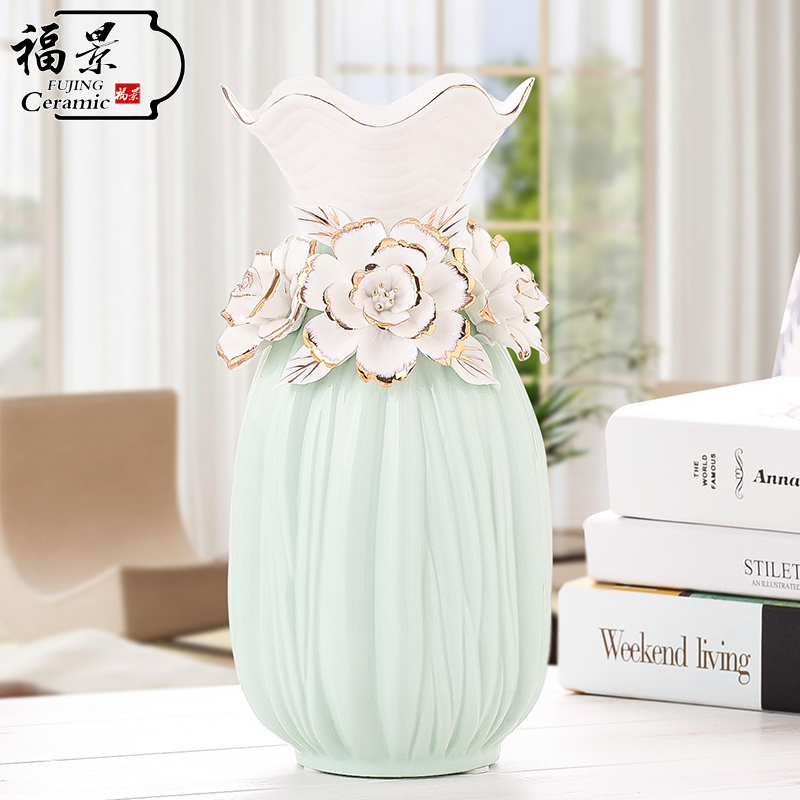 Handicraft decoration Europe type restoring ancient ways of ceramic vases, flower implement furnishing articles creative fashion mesa hollow - out rose vase