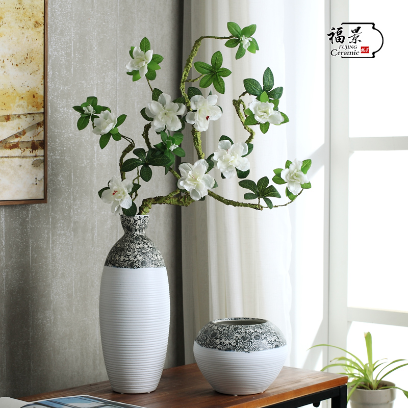 The creative scene ground vase furnishing articles home decoration ceramic pottery three - piece sunflower flowers sitting room