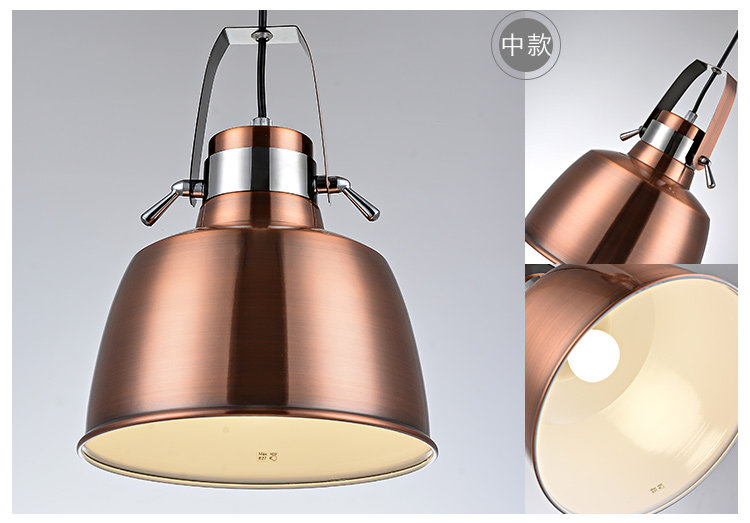 金达莱北欧极简金属吊灯 设计师创意餐厅酒吧美式工业风红铜吊灯_7折