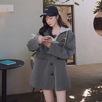Japanese fried street college wind small suit jacket female spring and autumn Korean student hooded casual sweet girl coat tide