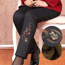 Middle-aged and elderly winter cotton pants female old lady plus velvet thickened loose mother pants old man grandmother wearing warm pants