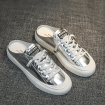 Baotou half slippers women wear Net red 2021 new summer fashion lazy ladies flat small white single shoes