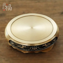 Relief Lotus pure copper incense burner base household indoor incense burner copper bracket Buddha statue ornaments stone flower pot round bracket