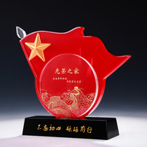 Veterans and comrades-in-arms retired workers souvenir gift crystal trophy medals customized gifts