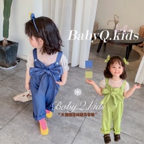 {BabyQ kidds} childrens spring loaded back with pants retro style A can be sweetened 2021 Spring autumn new long pants