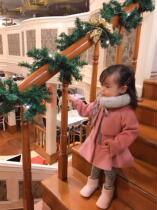 Girls spring autumn winter clothing wool jacket girl foreign air great coat real-seater rabbit fur scarf