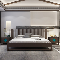 New Chinese style ebony solid wood bed modern simple 1 8 meters double bed Master Bedroom 1 5 wooden bed light luxury high box wedding bed
