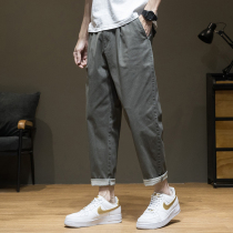 Hong Kong Tide Cards 2022 Spring Autumn Season New Casual Pants Men Straight Barrel Loose Increase Overweight Overweight 90% Pants 90%