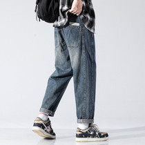Hong Kong Tidal Wave Spring Autumn Season 2022 New Jeans Men Loose Straight Barrel Casual Old Daddy Pants Trend 90% Pants