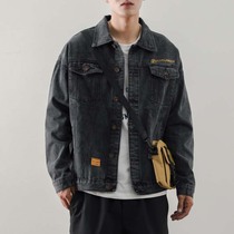 Hong Kong Tide Card Spring Fall Black Denim Jacket Mens Korean Version Trend 100 Loose Tooling Jackets on clothes
