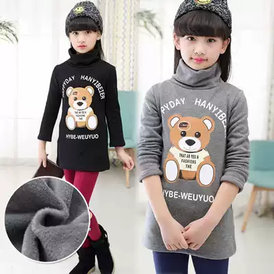 2021 new warm coat coat sweater thick plus velvet base shirt children Winter girls children Winter Dress