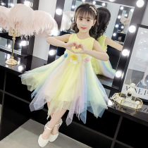 Girl dress 2021 new children Korean version of foreign style summer dress middle child girl Net red gauze dress Princess skirt