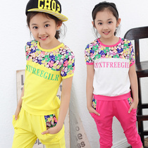 Childrens Clothing Girls Summer Clothing Suit 2022 New Girls Han Edition Summer Clothes Damp sports short sleeves Two sets