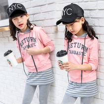 Girls autumn suit 2021 New Korean childrens sports foreign style childrens clothing childrens dress skirt pants two-piece set