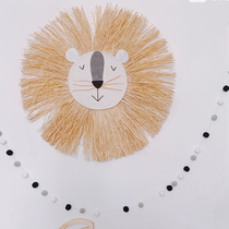 ins Nordic hand-woven lion Tiger straw home wall decoration childrens room childrens shop simple decoration