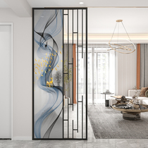 Iron modern living room screen simple entrance glass spray-painted entrance light luxury stainless steel hollow partition decorative wall