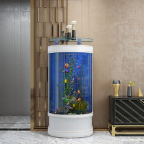 Light luxury ecological fish tank aquarium semi-circle medium-sized water-free living room against the wall and floor back filter household fish tank
