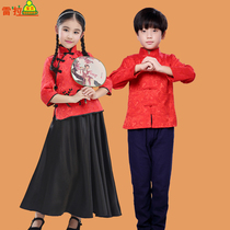 Childrens performance clothing June 1 Childrens Day performance clothing Summer Boy Tang dress Girl Cheongsam Childrens Tang dress Spring and Autumn