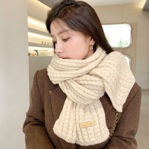 Knitted wool scarves scarves womens winter Korean version 100 hitch checkered winter thickened thermal walled neck shawl dual-use student gift