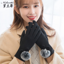 Autumn and winter warm deer velvet thickened plus velvet warm touch screen driving bicycle Korean student cute gloves female