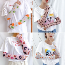 Sunscreen female hand sleeve arm sleeve ice cool gloves arm sleeve Ice Silk gloves driving long sunscreen Hyuna flower ice sleeve