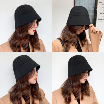 Fisherman hat womens thin black sunscreen hat Korean version of the wild Japanese hat tide cover face sunshade hat summer bucket hat
